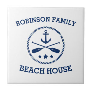 Ihr Beach House Familienname Anchor Oars Stars Fliese