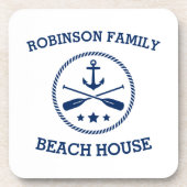 Ihr Beach House Familienname Anchor Oars Stars Getränkeuntersetzer (Vorderseite)