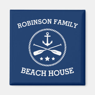 Ihr Beach House Familienname Anchor Oars Stars Magnet