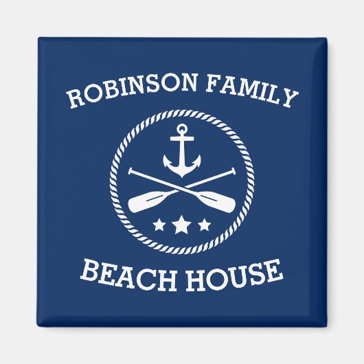 Ihr Beach House Familienname Anchor Oars Stars Magnet (Vorne)
