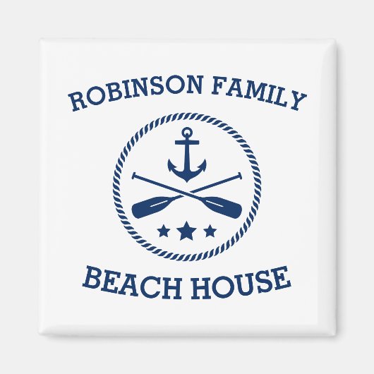 Ihr Beach House Familienname Anchor Oars Stars Magnet (Vorne)
