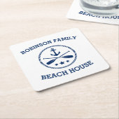 Ihr Beach House Familienname Anchor Oars Stars Rechteckiger Pappuntersetzer (angewinkelt)
