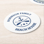 Ihr Beach House Familienname Anchor Oars Stars Runder Pappuntersetzer (Angewinkelt)