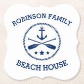 Ihr Beach House Familienname Anchor Oars Stars Untersetzer (Vorderseite)