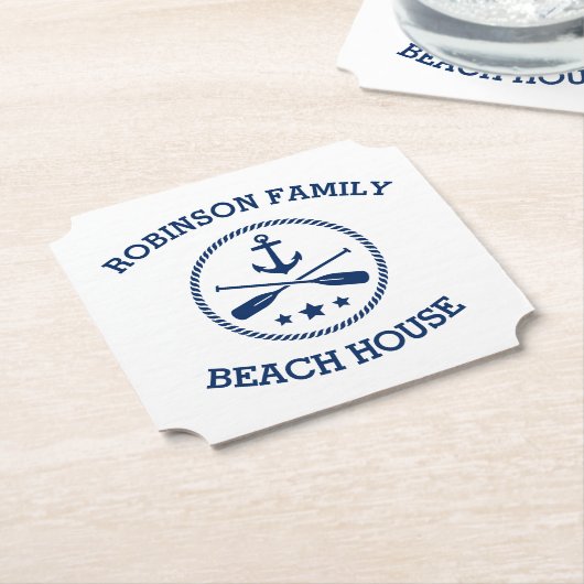 Ihr Beach House Familienname Anchor Stars Paddle Untersetzer (angewinkelt)