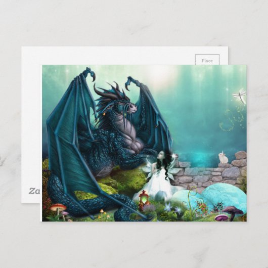 Ihr Begleiter Fantasy Dragon und Fairy Postkarte (Vorne/Hinten)