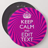 Ihr Behalten ruhiges Sprichwort auf Hot Pink Swirl Button (Vorne & Hinten)