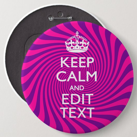 Ihr Behalten ruhiges Sprichwort auf Hot Pink Swirl Button (Vorne & Hinten)