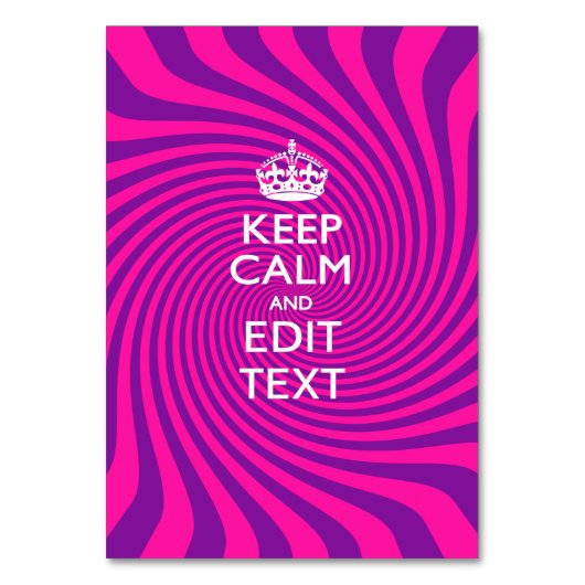 Ihr Behalten ruhiges Sprichwort auf Hot Pink Swirl Tischnummer (Vorderseite)