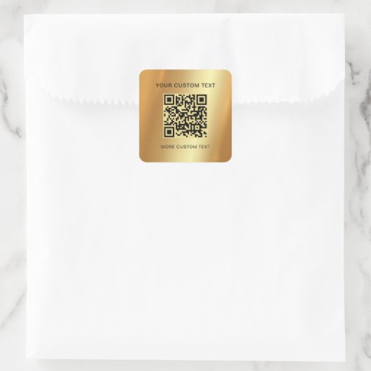 Ihr benutzerdefinierter QR-Code-Glamour Gold Quadratischer Aufkleber (Tasche)