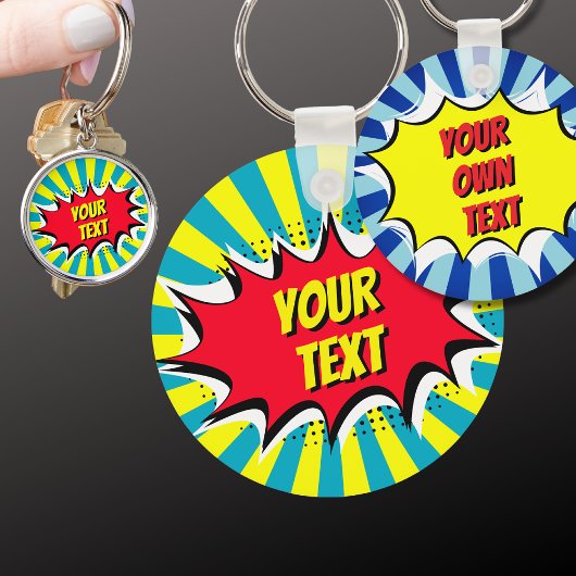 Ihr benutzerdefinierter Text-Comic-Schlüsselanhäng Schlüsselanhänger