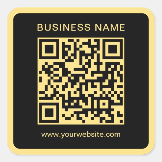 Ihr benutzerdefinierter Text QR Code Schwarz & Gol Quadratischer Aufkleber (Vorderseite)