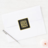Ihr benutzerdefinierter Text QR Code Schwarz & Gol Quadratischer Aufkleber (Umschlag)