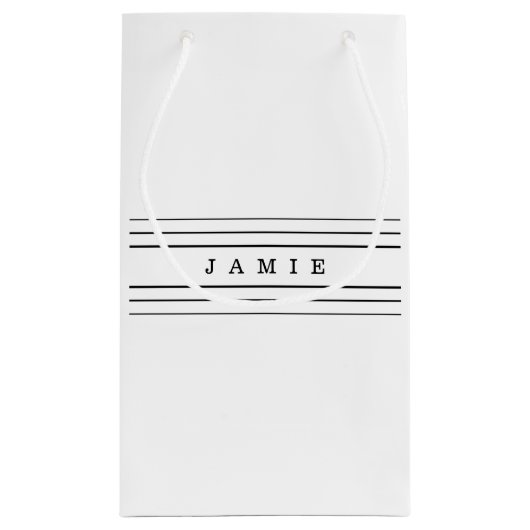 Ihr benutzerdefinierter Text und moderne Streifen Kleine Geschenktüte (Rückseite)