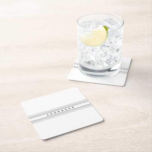 Ihr benutzerdefinierter Text und moderne Streifen Rechteckiger Pappuntersetzer (Vor Ort)