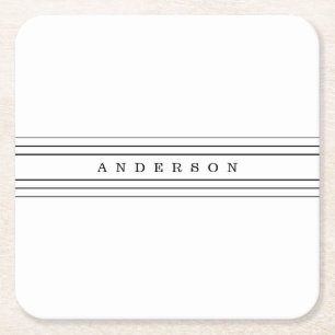 Ihr benutzerdefinierter Text und moderne Streifen Rechteckiger Pappuntersetzer