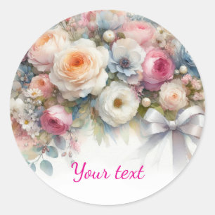 Ihr benutzerdefinierter Text Watercolor Floral Vor Runder Aufkleber