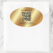 Ihr benutzerdefinierter Vorlagentext QR-Code Gold Ovaler Aufkleber (Tasche)