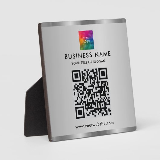 Ihr benutzerdefiniertes Logo QR Code Glamour Silve Fotoplatte (Vorderseite)