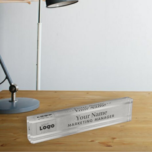 Ihr benutzerdefiniertes Logo Silver Steel Desktop Namensplakette