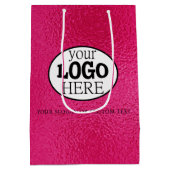 Ihr benutzerdefiniertes Logo und Text auf Hot Rosa Mittlere Geschenktüte (Rückseite)