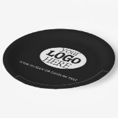 Ihr benutzerdefiniertes Logo und Text auf schwarz Pappteller (Schrägansicht)