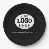 Ihr benutzerdefiniertes Logo und Text auf schwarz Pappteller (Vorderseite)