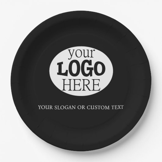 Ihr benutzerdefiniertes Logo und Text auf schwarz Pappteller (Vorderseite)