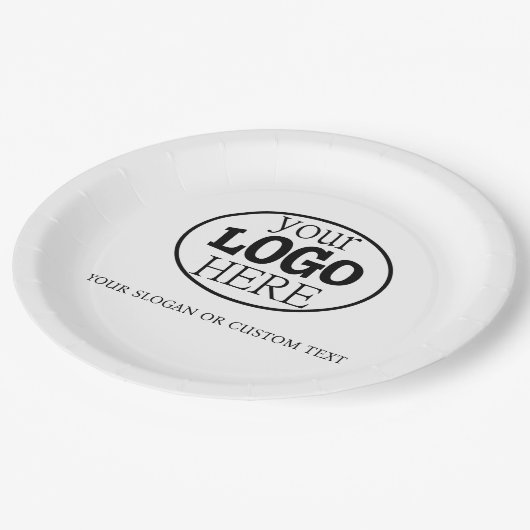 Ihr benutzerdefiniertes Logo und Text Pappteller (Schrägansicht)