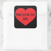 Ihr benutzerdefiniertes rotes Herz Quadratischer Aufkleber (Tasche)