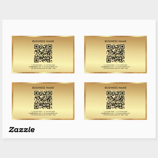 Ihr benutzerdefiniertes Template Logo QR Code Gold Rechteckiger Aufkleber (Blatt)