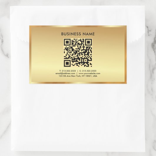 Ihr benutzerdefiniertes Template Logo QR Code Gold Rechteckiger Aufkleber (Tasche)