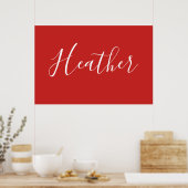 Ihr benutzerdefiniertes Weiß auf Rot Poster (Küche)