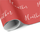 Ihr benutzerdefiniertes weißes Skript auf Red #2 Geschenkpapier (Rolleneckpunkt)