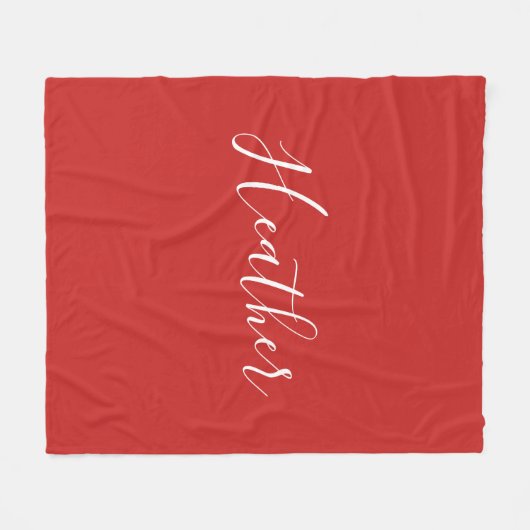 Ihr benutzerdefiniertes weißes Skript in Rot Fleecedecke (Vorderseite (Horizontal))