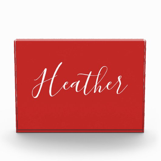 Ihr benutzerdefiniertes weißes Skript in Rot Fotoblock (Vorderseite)