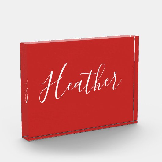 Ihr benutzerdefiniertes weißes Skript in Rot Fotoblock (Links)