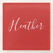 Ihr benutzerdefiniertes weißes Skript in Rot Glasuntersetzer (Vorderseite)