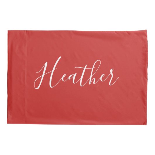 Ihr benutzerdefiniertes weißes Skript in Rot Kissenbezug (Rückseite)