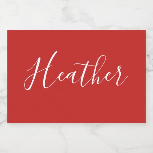 Ihr benutzerdefiniertes weißes Skript in Rot Lebensmitteletikett (Einzelnes Label)