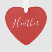 Ihr benutzerdefiniertes weißes Skript in Rot Ornament (Rückseite)