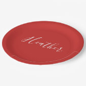 Ihr benutzerdefiniertes weißes Skript in Rot Pappteller (Schrägansicht)