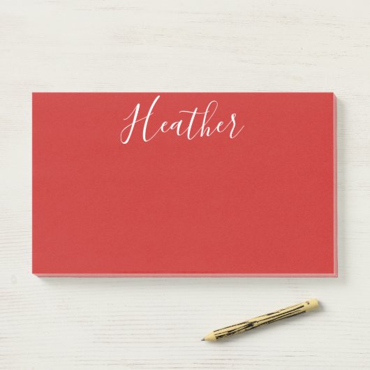 Ihr benutzerdefiniertes weißes Skript in Rot Post-it Klebezettel (Auf Schreibtisch)