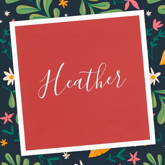 Ihr benutzerdefiniertes weißes Skript in Rot Serviette