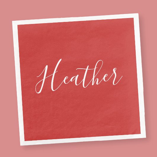 Ihr benutzerdefiniertes weißes Skript in Rot Serviette