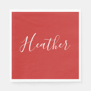 Ihr benutzerdefiniertes weißes Skript in Rot Serviette