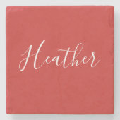 Ihr benutzerdefiniertes weißes Skript in Rot Steinuntersetzer (Vorderseite)