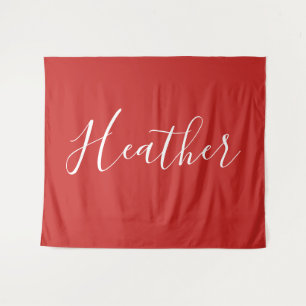 Ihr benutzerdefiniertes weißes Skript in Rot Wandteppich