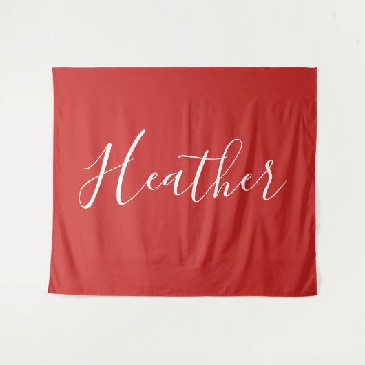 Ihr benutzerdefiniertes weißes Skript in Rot Wandteppich (Vorderseite (Horizontal))