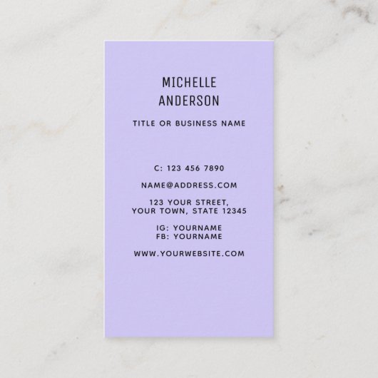 Ihr Beruf Lila Visitenkarte (Rückseite)